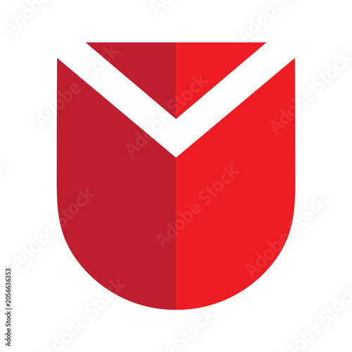 Red Folded Shield Badge Logo symbol