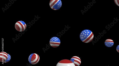 American Flag Pattern Balls Floating Down For Independence Day on transparent background