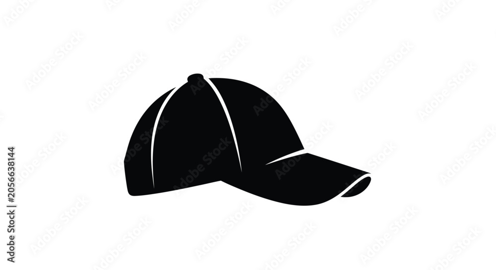Fototapeta premium Baseball Cap Silhouette On White Background hat