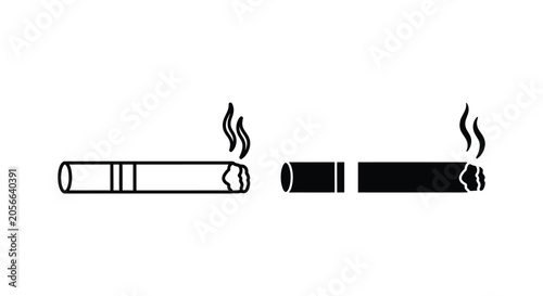 Canvas-taulu Comparison of lit and unlit cigarette with smoke
