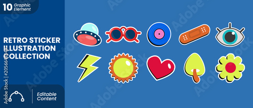 Retro Sticker Illustration Collection