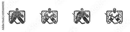 Photography Sketch black and white ice hockey logo design set