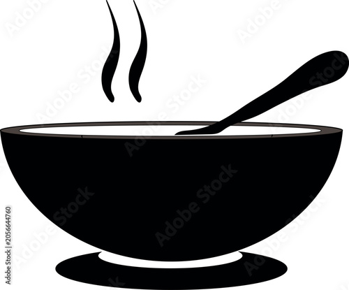 soup plate with steam hot lunch black icon on white background