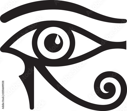 Fotografía Eye of horus symbol, ancient egyptian protective amulet, black and white mytholo