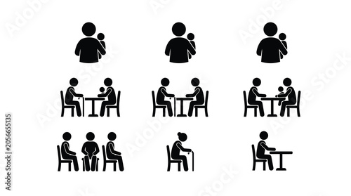 Tableau sur toile Human Life Stages Vector – Infancy, Companionship, Aging, Relationships Symbol