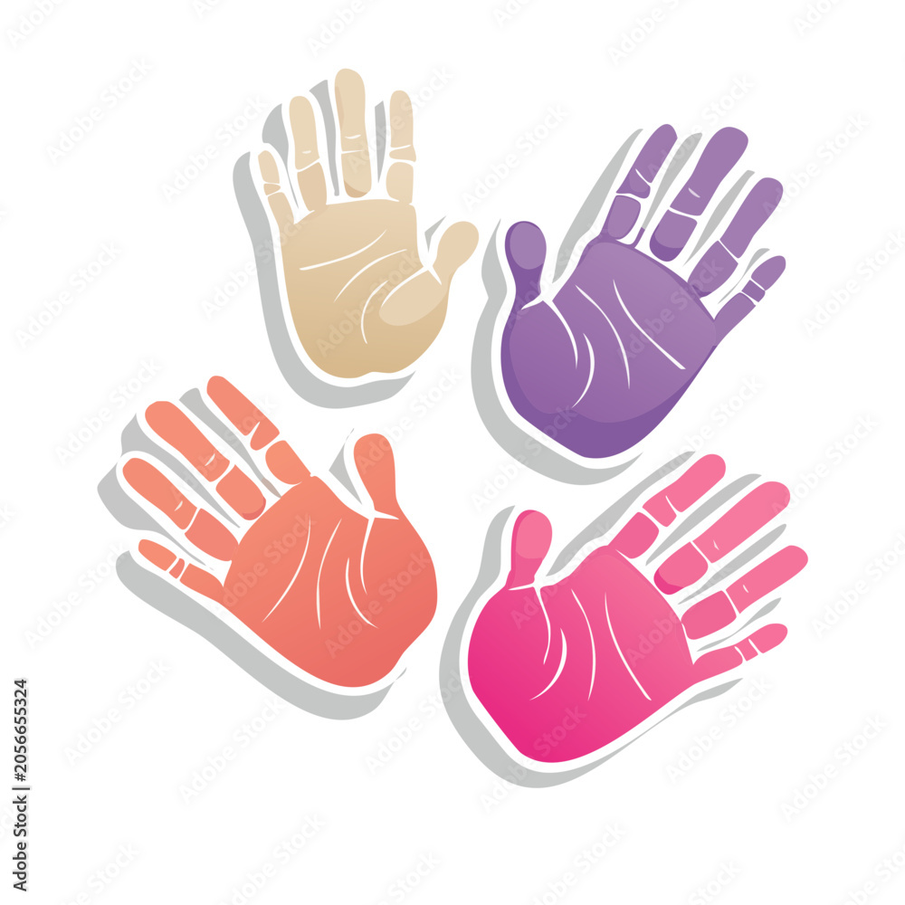 Obraz premium Five hands in flat design gestures isolated