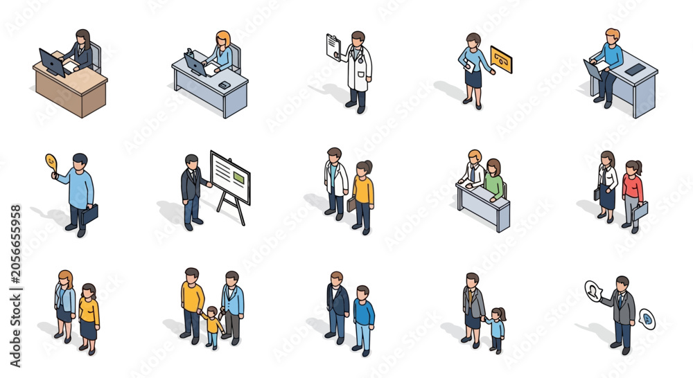 Fototapeta premium Isometric People Icons Set for Business and Education Concepts