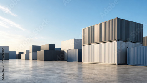 Cargo logistics background with neutral containers as abstract color