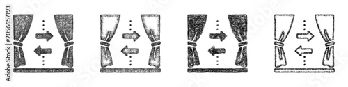 Quadro su tela Sketch monochrome scene change icon design set