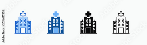 Hospital Icon Sheet Multiple Style Collection Isolated Vector