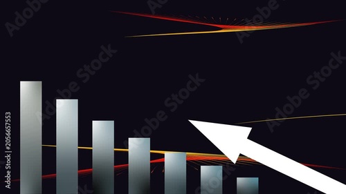 Business graph chart with growing business concept. Up arrow on flip chart, chart board, 4K motion graphic video clip on dark background