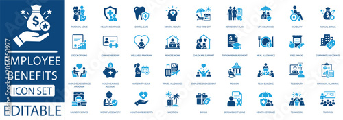 Bild auf Leinwand Employee benefits icon set