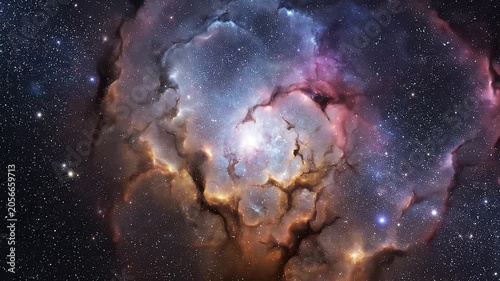 Glowing Cosmic Nebula Journey Through Deep Space with Celestial Light