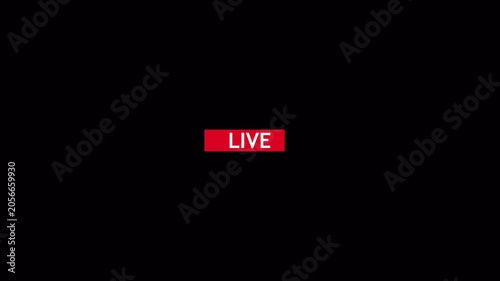 Animation of live button with transparent background, 4k simple live streaming icon animation, Perfect for shows and social media live performances or your channel.

