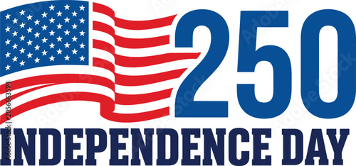American flag with 250 independence day text