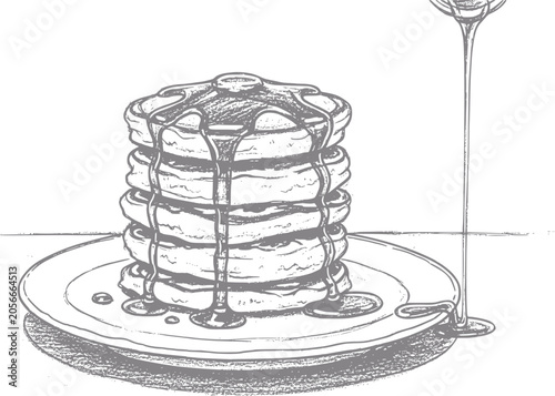 Obraz na płótnie Syrupy Pancake Stack Vector Illustration