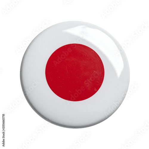 Japan Flag Pin Badge Button Isolated on White Background