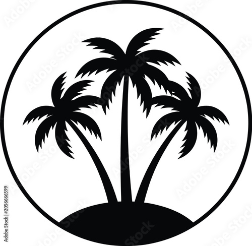 Palm Tree Icon, Tropical Island Travel Symbol
