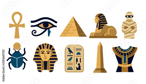 Tableau sur toile Egyptian ancient symbols icons.