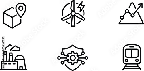 Business Icons, Logistics Energy Growth Security and Transport Set