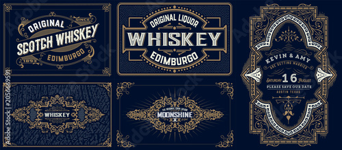 Vintage Whiskey Label Collection Set
