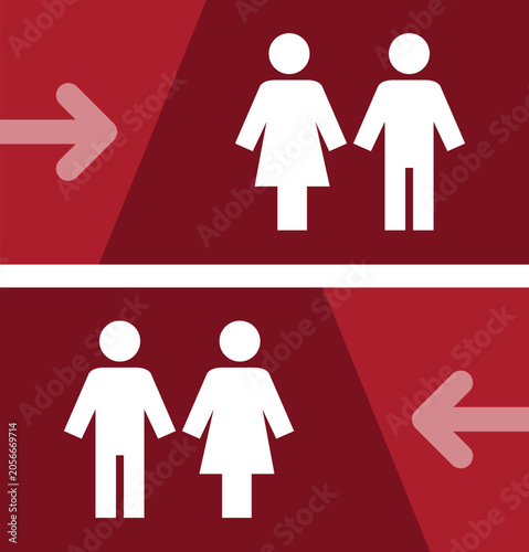 Pictogram and arrow on a graphic panel