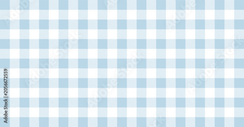 Light blue gingham seamless pattern background. Checkered grid texture for fabric, textile