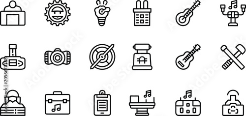 Canvastavla Line art icon set music production business and technology concepts