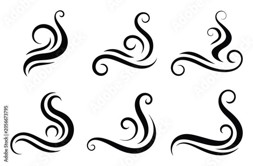 Swirling Floral Elements Vector Illustration