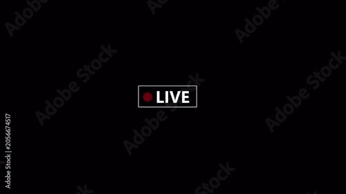 Animation of live button with transparent background, 4k simple live streaming icon animation, Perfect for shows and social media live performances or your channel.

