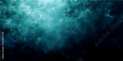 Fotografie Abstract textured blue and turquoise nebula cloud formation with dark deep space background