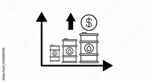 rising oil price infographics icon animation