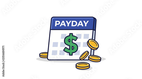 Payday Calendar with Dollar Sign and Coins Icon Illustrating Salary Income and Financial Reward Vector Art