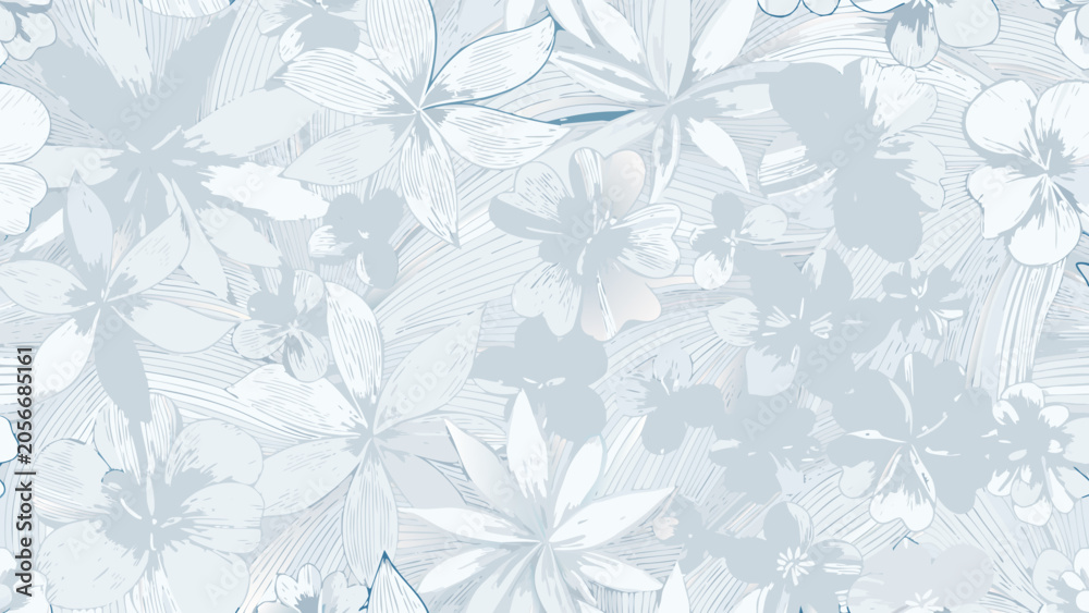Obraz premium Delicate dahlia floral ornament a repeating light blue vector pattern background