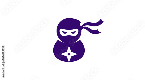 Ninja warrior head icon with shuriken star symbol.
