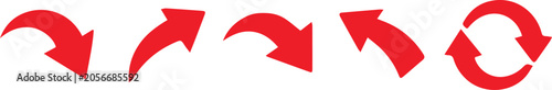 Fotografie Set of modern red arrow icons with refresh and rotate symbols Vector