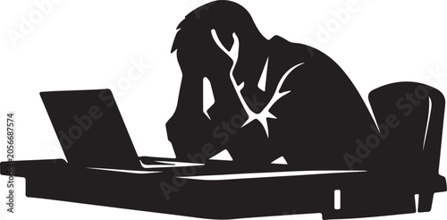 Obraz na plátně Stressed businessman working late at laptop