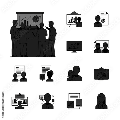 Diverse Business Communication Icons Set 1.