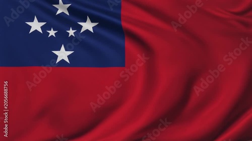 Samoa national flag waving in the wind, full frame, mp4 video. AI