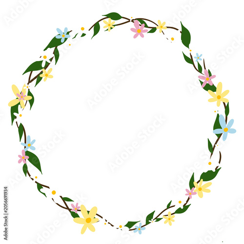 Pastel Wildflower Floral Wreath Frame Illustration
