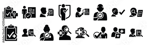 Foto Medicare medicare eligibility check silhouette icon set for healthcare and medical concepts
