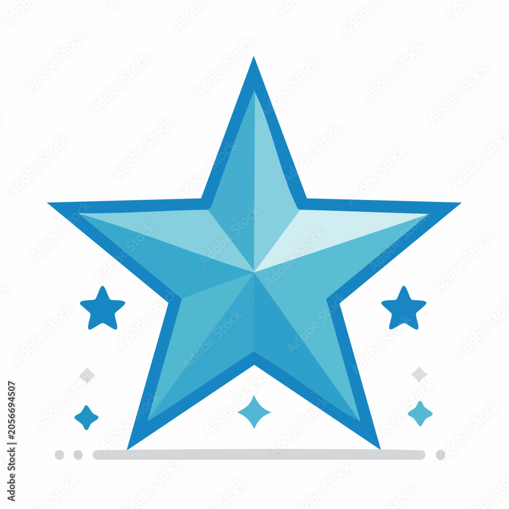 Obraz premium Blue Star Icon with Sparkles