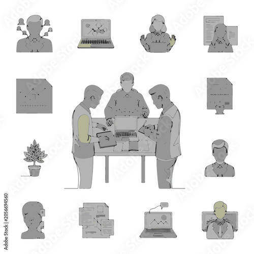 Team collaboration in modern office setting.