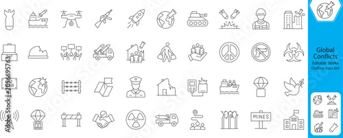 Fotografie Global Conflicts icon editable stroke stock outline