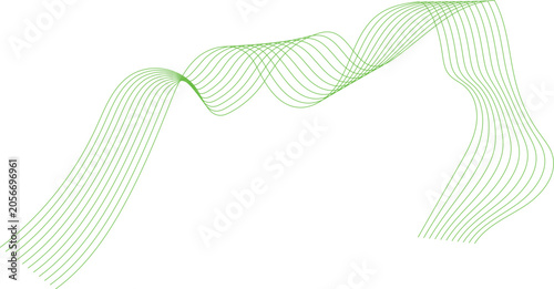 Green Ribbon Wave Design on White Background Illustration