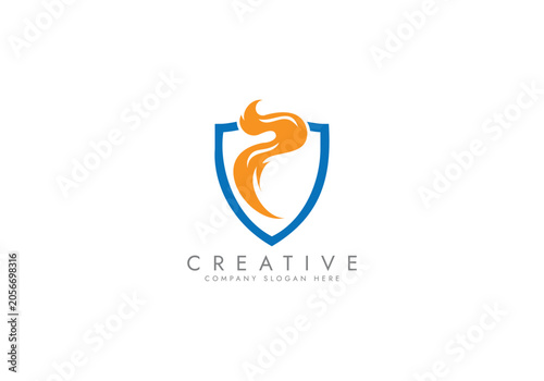 Oil and gas logo Fire flame Elements Collection, Fire shield and energy logo with vector design 