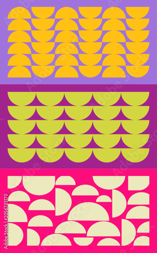 Texturas círcupatrones geométricos retro con semicírculos en tonos morados, magenta y rosa.los - copia (2)