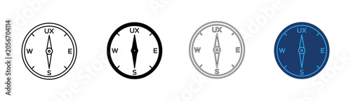 Konstfotografi Four clock faces showing different times and styles in black and blue vector des