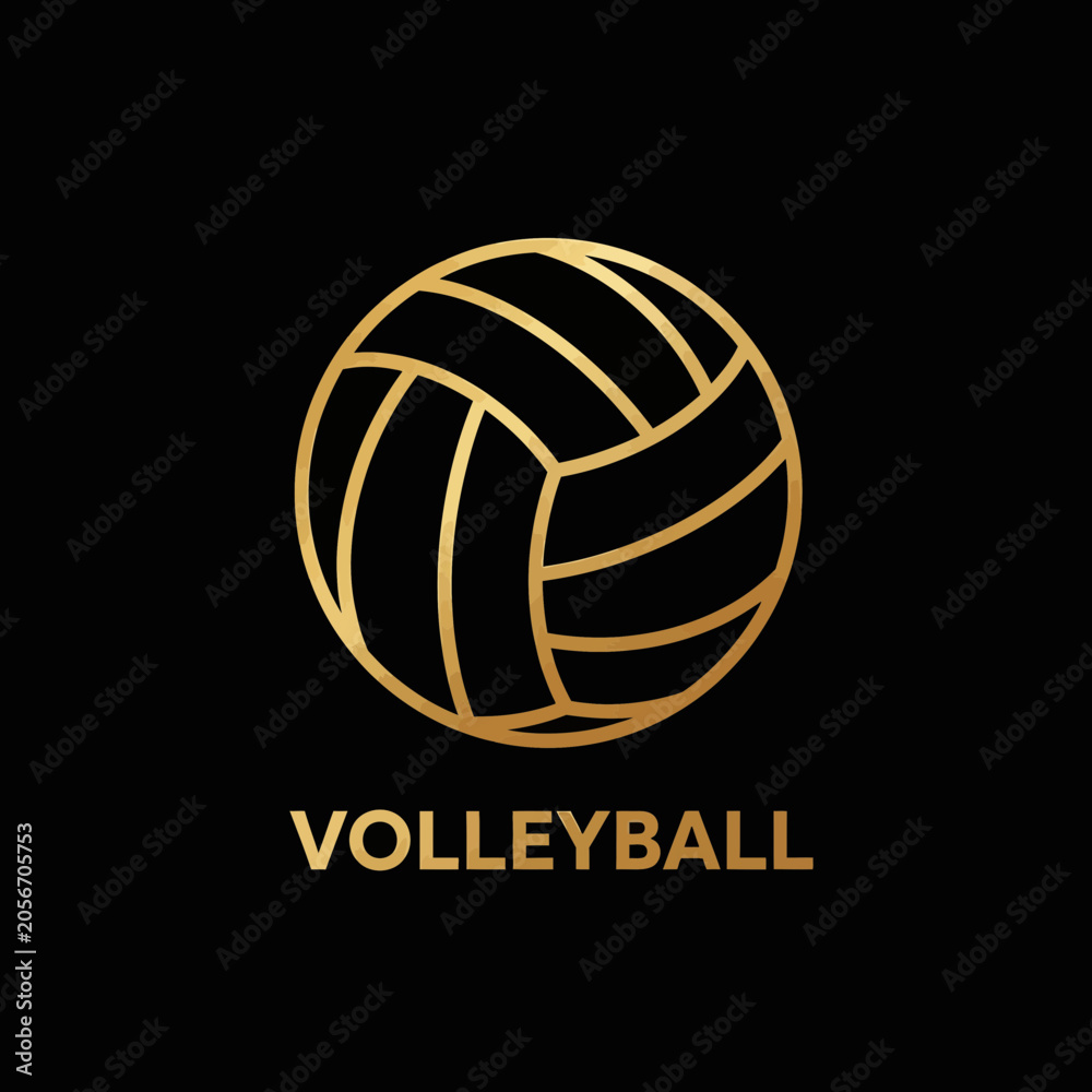 Fototapeta premium Elegant Gold Volleyball Icon With Bold Typography On Black Background