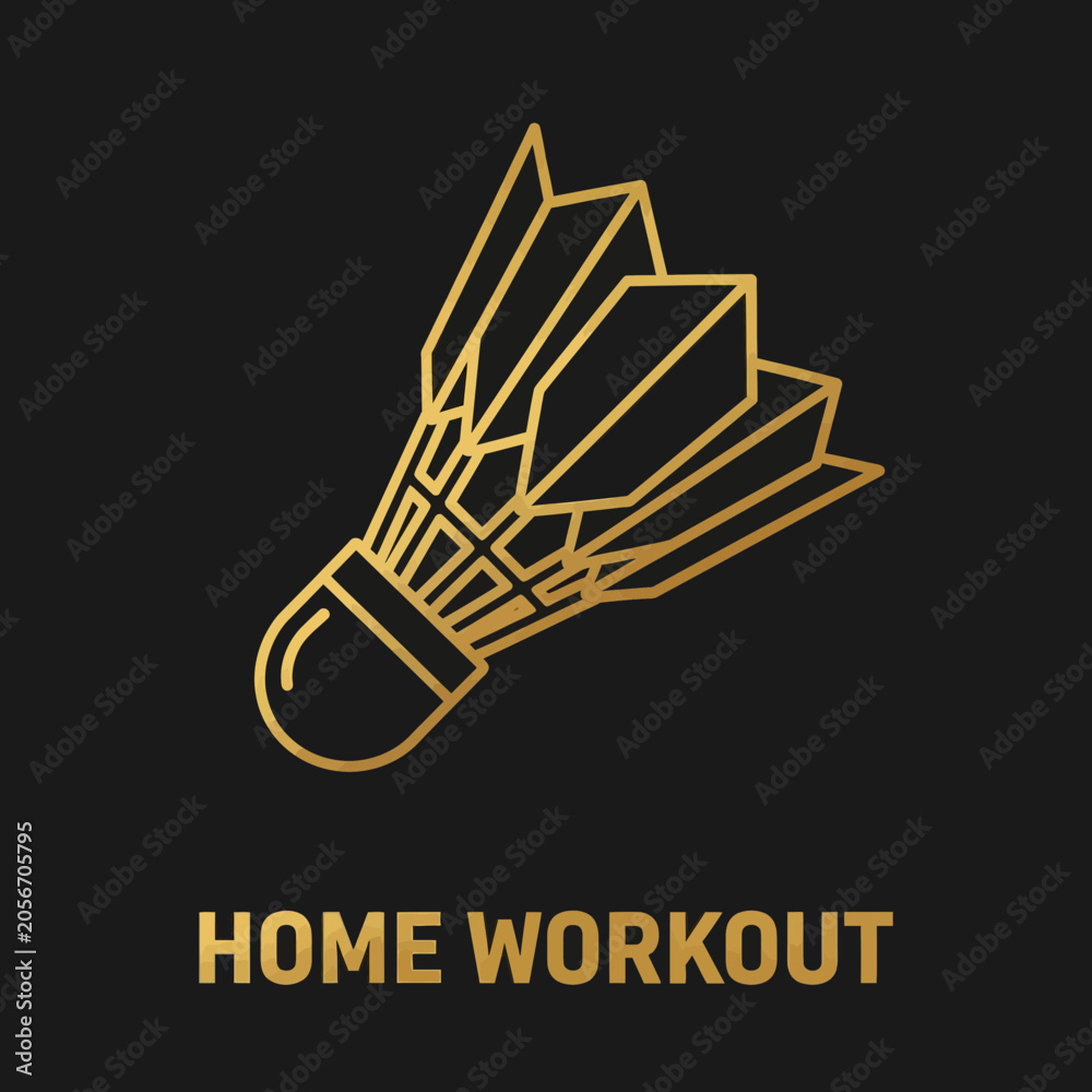 Obraz premium Elegant Golden Badminton Shuttlecock Icon For Home Workout Motivation Design